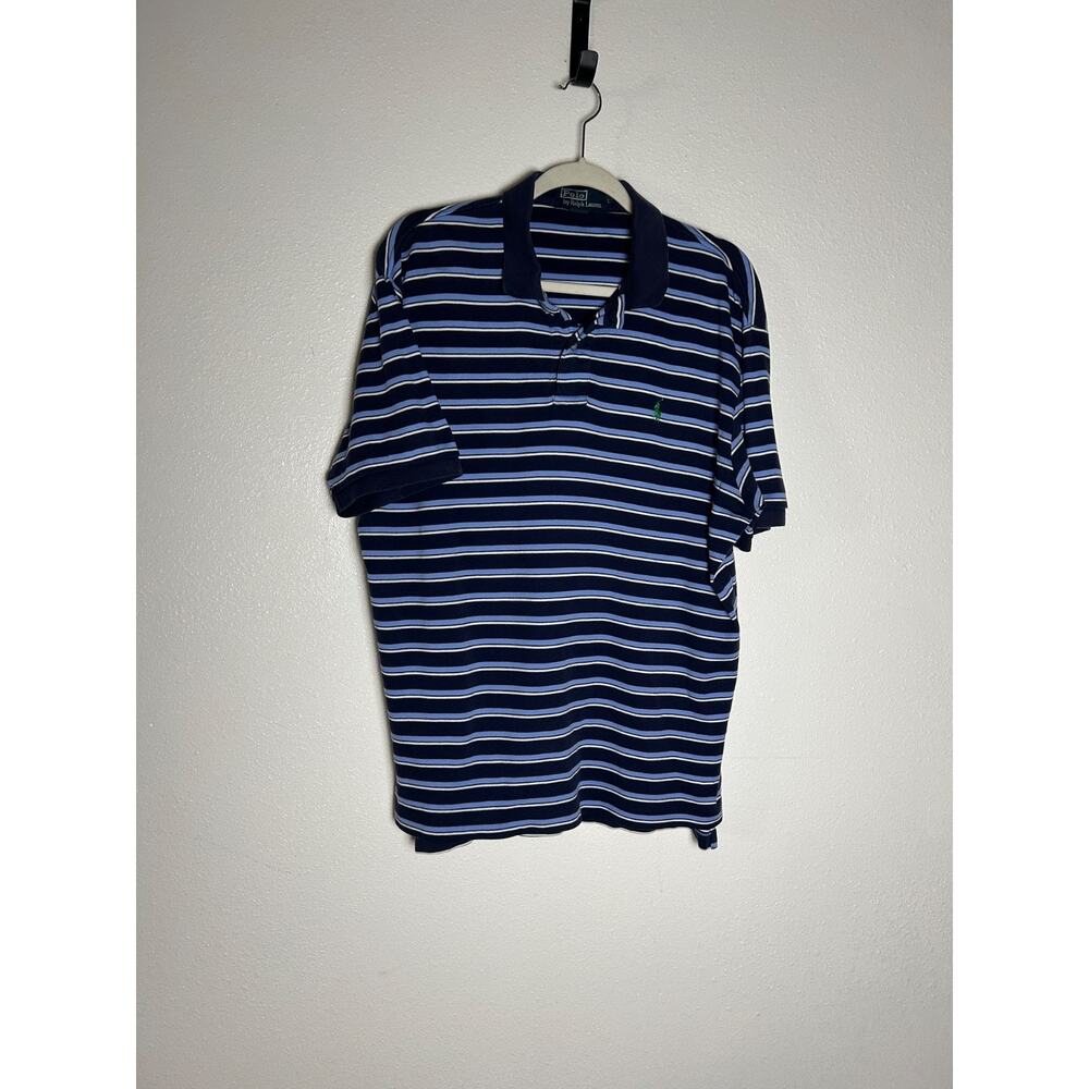 Polo Ralph Lauren Classic Preppy Blue Striped Collared Shirt Size L